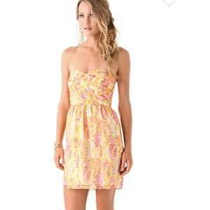 Shoshanna Zoe Garden Print Strapless Dress